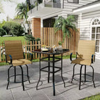 2 Pieces Textile Fabric Outdoor High Top Bar Set, 2 Patio Swivel Chairs, High Stool Bistro Set for Poolside, Backyard