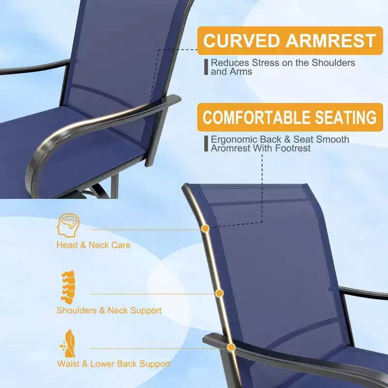 2 Pieces Textile Fabric Outdoor High Top Bar Set, 2 Patio Swivel Chairs, High Stool Bistro Set for Poolside, Backyard