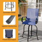 2 Pieces Textile Fabric Outdoor High Top Bar Set, 2 Patio Swivel Chairs, High Stool Bistro Set for Poolside, Backyard