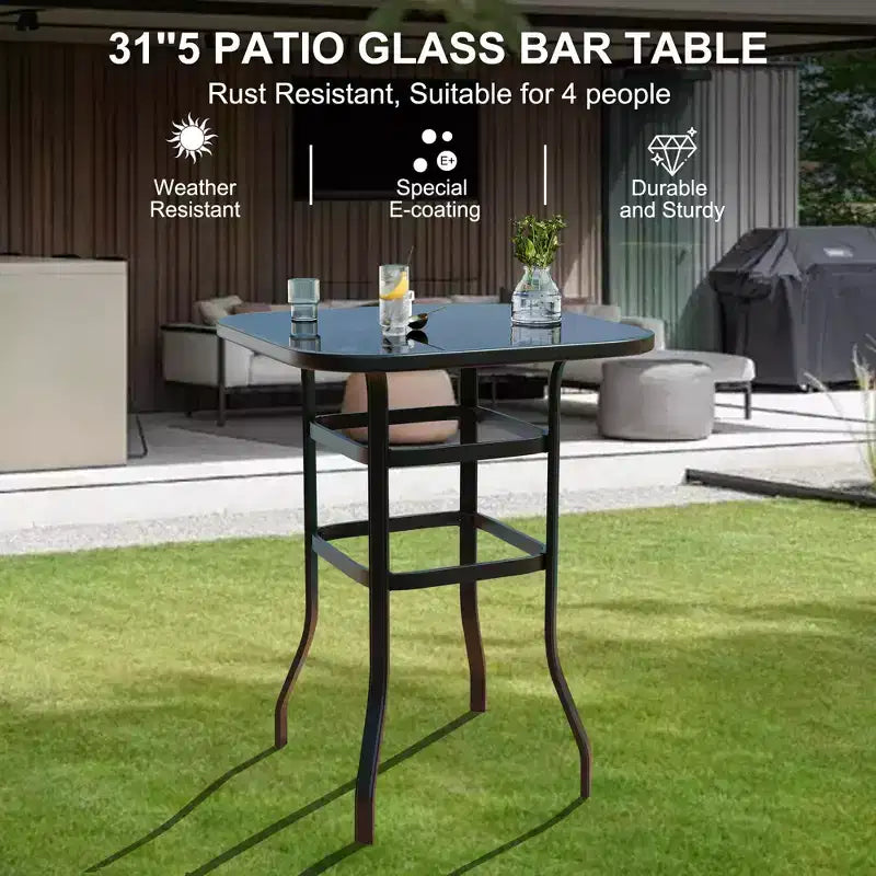 2 Pieces Textile Fabric Outdoor High Top Bar Set, 2 Patio Swivel Chairs, High Stool Bistro Set for Poolside, Backyard