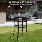 2 Pieces Textile Fabric Outdoor High Top Bar Set, 2 Patio Swivel Chairs, High Stool Bistro Set for Poolside, Backyard