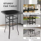 2 Pieces Textile Fabric Outdoor High Top Bar Set, 2 Patio Swivel Chairs, High Stool Bistro Set for Poolside, Backyard