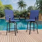 2 Pieces Textile Fabric Outdoor High Top Bar Set, 2 Patio Swivel Chairs, High Stool Bistro Set for Poolside, Backyard