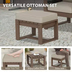 EAGLE PEAK 5 Pieces Natural Cedar Wood Bistro Set, Outdoor Patio Furniture, Small Balcony Conversation Set with Ottomans and Coffee Table