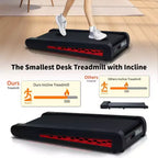 NAYSAYE Portable Incline Treadmill Incline Full Deck Design Shock Absorption for Home Office, Black and Gray, 38*20.9*6.5