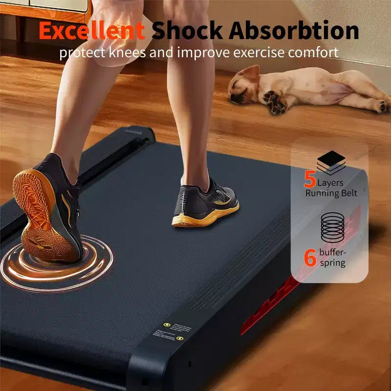 NAYSAYE Portable Incline Treadmill Incline Full Deck Design Shock Absorption for Home Office, Black and Gray, 38*20.9*6.5