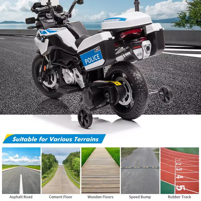 12V Ride On Car, Kids Motorcycle, Electric Car for Kids, High/Low Speed, LED Headlights & Warning Lights, Spring Suspension, for Boys & Girls