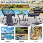 Acapulco Chair Set 3 Piece, Outdoor Patio Bistro Set with 2 Wicker Chairs & 1 Tempered Glass Table