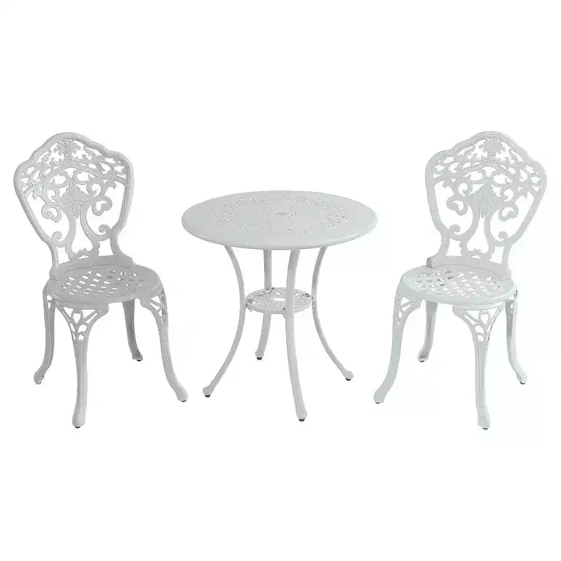 CLIHOME 3-Piece Cast Aluminum Bistro Table and Chairs Set