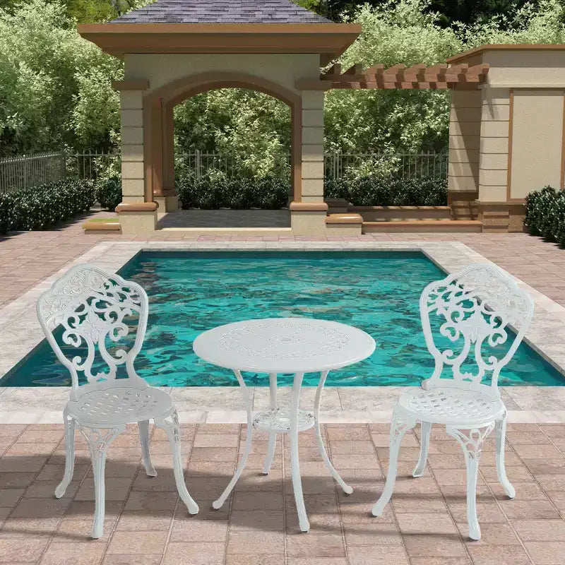 CLIHOME 3-Piece Cast Aluminum Bistro Table and Chairs Set