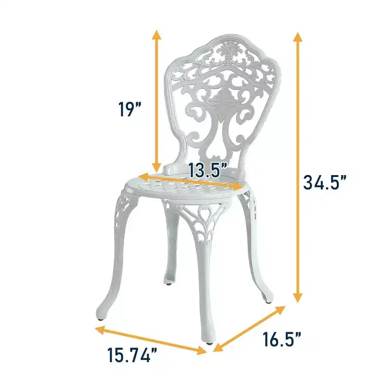 CLIHOME 3-Piece Cast Aluminum Bistro Table and Chairs Set
