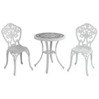 CLIHOME 3-Piece Patio Cast Aluminum Bistro Table and Chairs Set