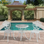 CLIHOME 3-Piece Patio Cast Aluminum Bistro Table and Chairs Set