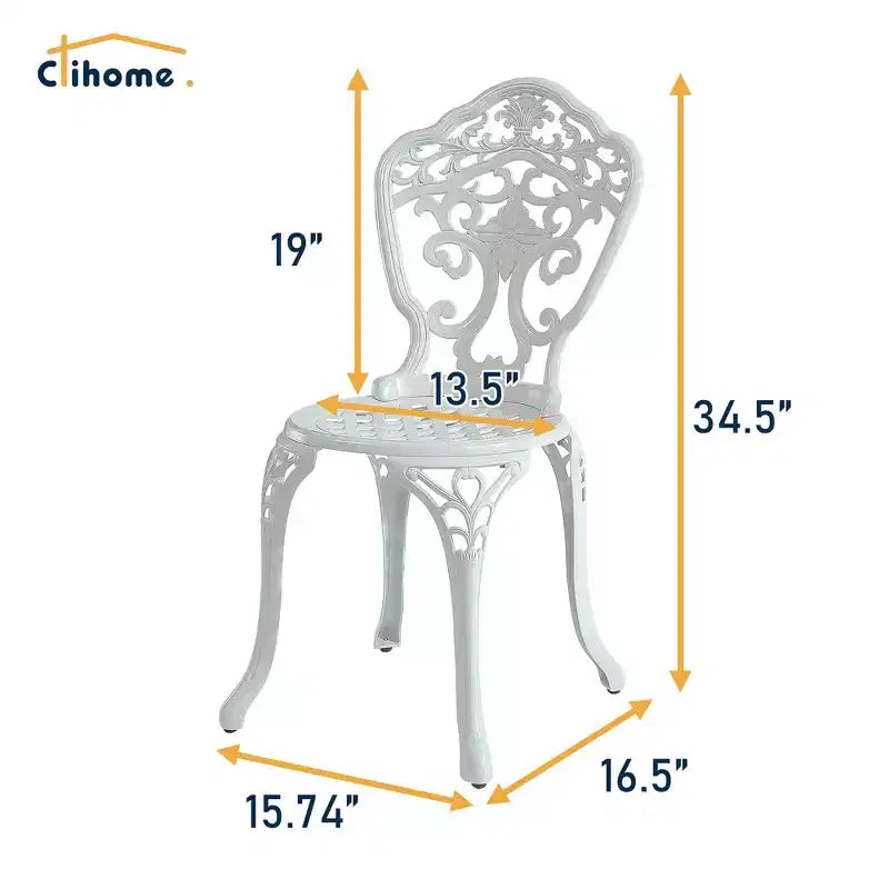 CLIHOME 3-Piece Patio Cast Aluminum Bistro Table and Chairs Set