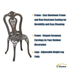 CLIHOME 3-Piece Cast Aluminum Bistro with Umbrella Hole Table and Chairs Set