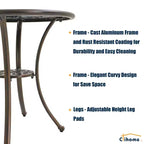 CLIHOME 3-Piece Cast Aluminum Bistro with Umbrella Hole Table and Chairs Set