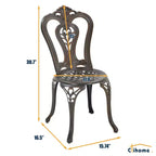CLIHOME 3-Piece Cast Aluminum Bistro with Umbrella Hole Table and Chairs Set