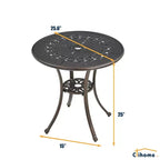 CLIHOME 3-Piece Cast Aluminum Bistro with Umbrella Hole Table and Chairs Set