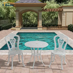 CLIHOME 3-Piece Cast Aluminum Bistro with Umbrella Hole Table and Chairs Set