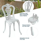 CLIHOME 3-Piece Cast Aluminum Bistro with Umbrella Hole Table and Chairs Set