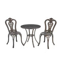 CLIHOME 3-Piece Cast Aluminum Bistro with Umbrella Hole Table and Chairs Set