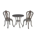 CLIHOME 3-Piece Cast Aluminum Bistro with Umbrella Hole Table and Chairs Set