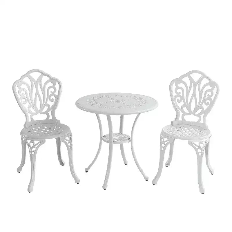 CLIHOME 3-Piece Outdoor Cast Aluminum Bistro Table and Chairs Set