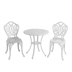 CLIHOME 3-Piece Outdoor Cast Aluminum Bistro Table and Chairs Set