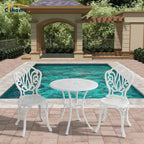 CLIHOME 3-Piece Outdoor Cast Aluminum Bistro Table and Chairs Set