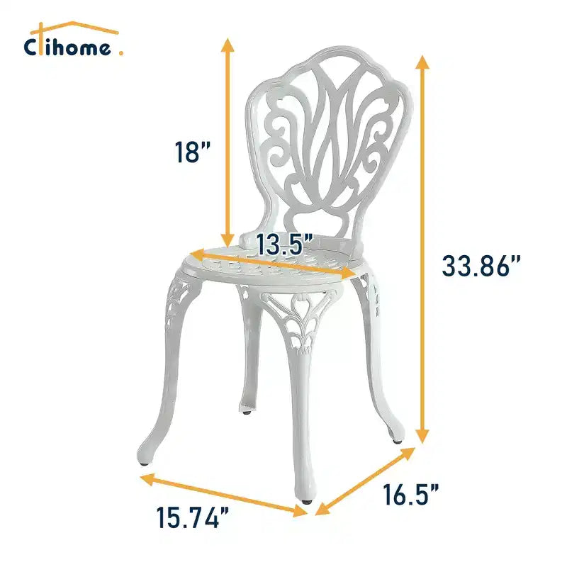 CLIHOME 3-Piece Outdoor Cast Aluminum Bistro Table and Chairs Set
