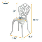 CLIHOME 3-Piece Outdoor Cast Aluminum Bistro Table and Chairs Set