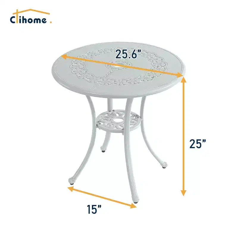 CLIHOME 3-Piece Outdoor Cast Aluminum Bistro Table and Chairs Set