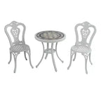 CLIHOME 3-Piece Durable Outdoor Cast Aluminum Bistro Table and Chairs Set