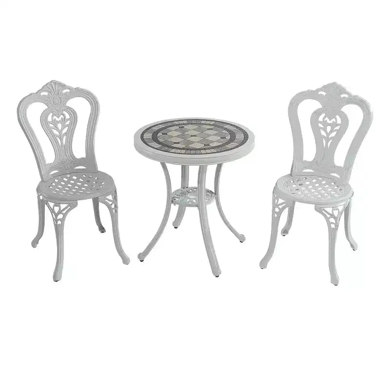 CLIHOME 3-Piece Durable Outdoor Cast Aluminum Bistro Table and Chairs Set