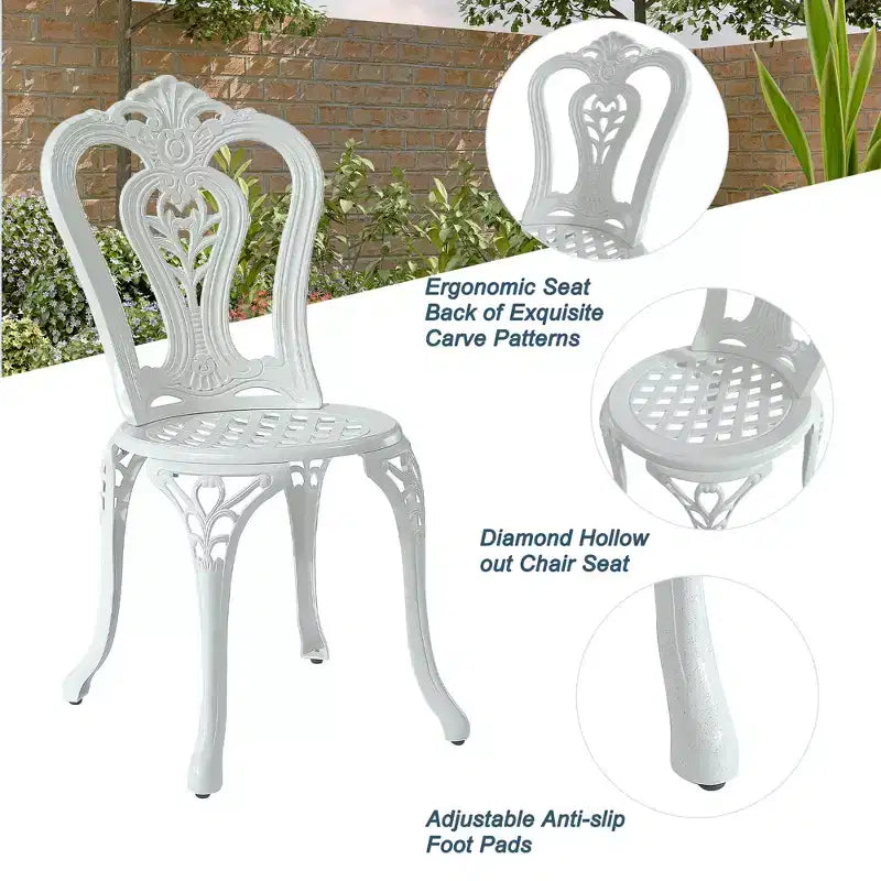CLIHOME 3-Piece Durable Outdoor Cast Aluminum Bistro Table and Chairs Set