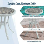CLIHOME 3-Piece Durable Outdoor Cast Aluminum Bistro Table and Chairs Set