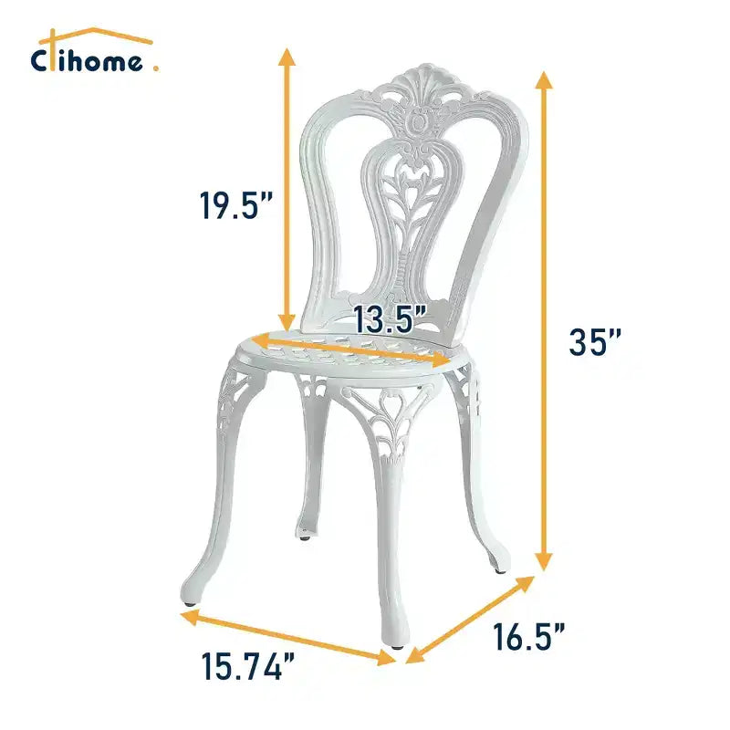 CLIHOME 3-Piece Durable Outdoor Cast Aluminum Bistro Table and Chairs Set