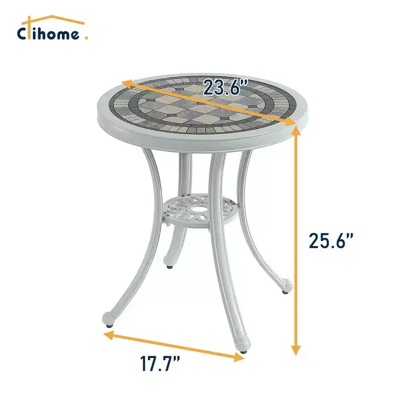 CLIHOME 3-Piece Durable Outdoor Cast Aluminum Bistro Table and Chairs Set