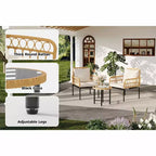 3-Piece Outdoor Patio Furniture Set with 2 Cushioned Rattan Chairs & Round Glass Coffee Table, Weather-Resistant Set for Backyard & Poolside, Beige