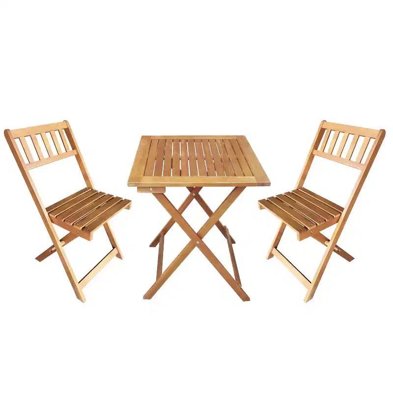 BestMassage 3-Pieces Acacia Wood Folding Bistro Set Outdoor Dining Set, Natural