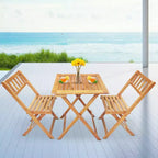 BestMassage 3-Pieces Acacia Wood Folding Bistro Set Outdoor Dining Set, Natural