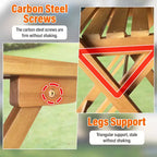 BestMassage 3-Pieces Acacia Wood Folding Bistro Set Outdoor Dining Set, Natural