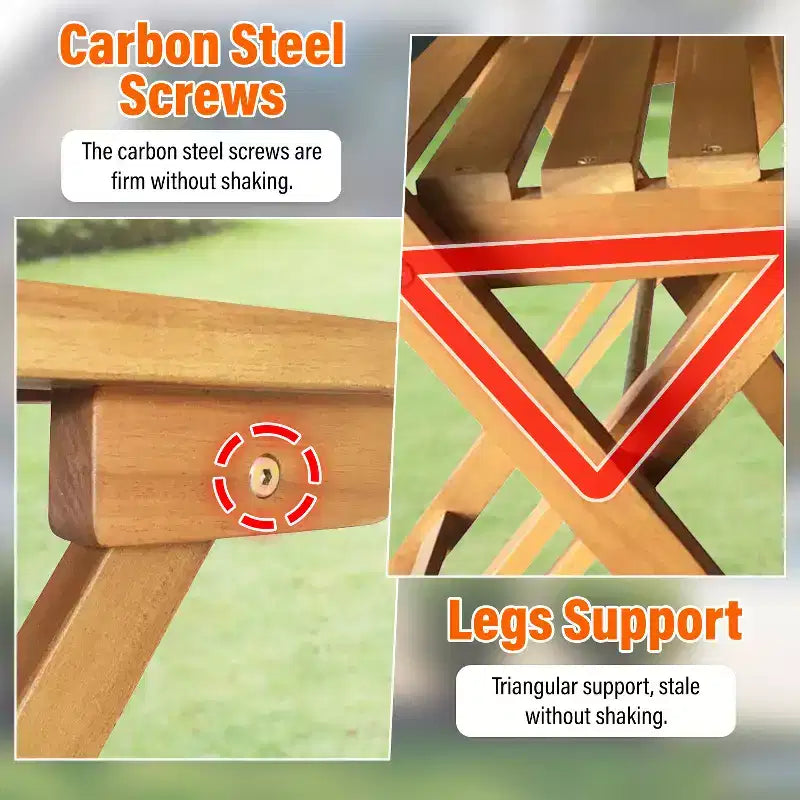 BestMassage 3-Pieces Acacia Wood Folding Bistro Set Outdoor Dining Set, Natural