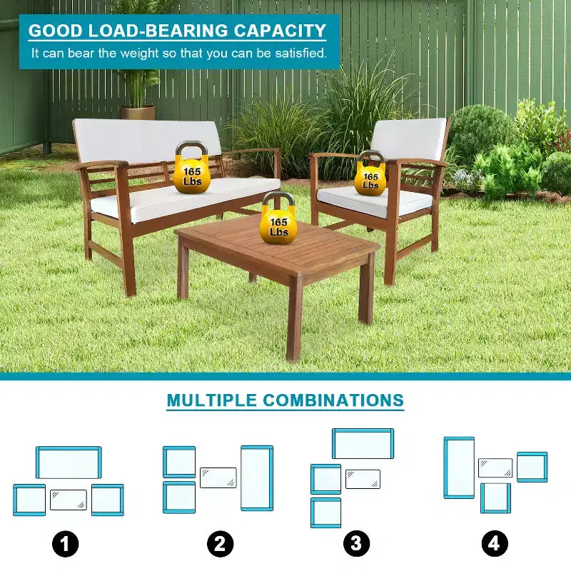 BestMassage 4-Piece Patio Bistro Set Outdoor Patio Furniture for Backyard Garden