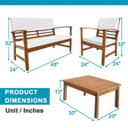 BestMassage 4-Piece Patio Bistro Set Outdoor Patio Furniture for Backyard Garden