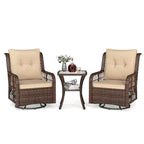 Costway 3 PCS Patio Furniture Set with 2-Tier Side Table and Cushions for Porch Brown/Black