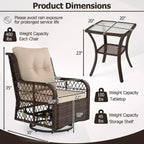 Costway 3 PCS Patio Furniture Set with 2-Tier Side Table and Cushions for Porch Brown/Black