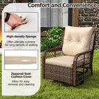 Costway 3 PCS Patio Furniture Set with 2-Tier Side Table and Cushions for Porch Brown/Black