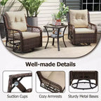 Costway 3 PCS Patio Furniture Set with 2-Tier Side Table and Cushions for Porch Brown/Black