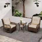Costway 3 PCS Patio Furniture Set with 2-Tier Side Table and Cushions for Porch Brown/Black